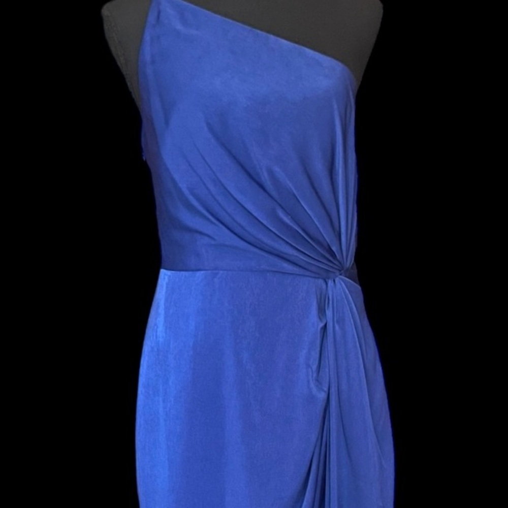 Liv Foster Asymmetrical Charmeuse Side Slit Evening Gown, Royal Blue, Sz 10, NWT - Picture 8 of 16